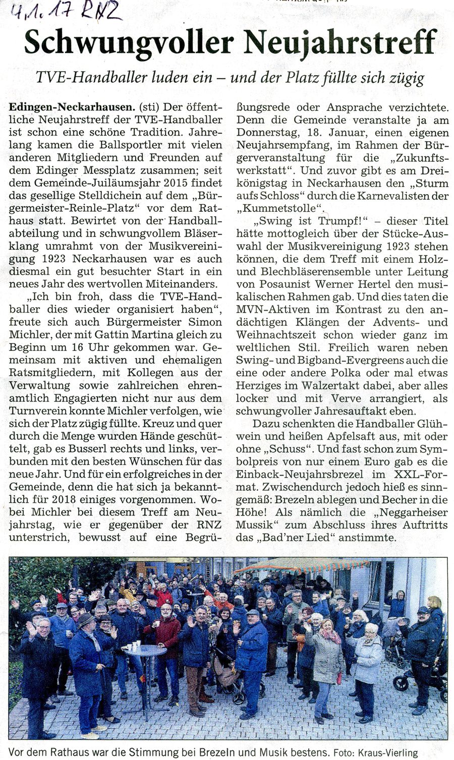 Pressebericht Mannheimer Morgen vom 3.1.18